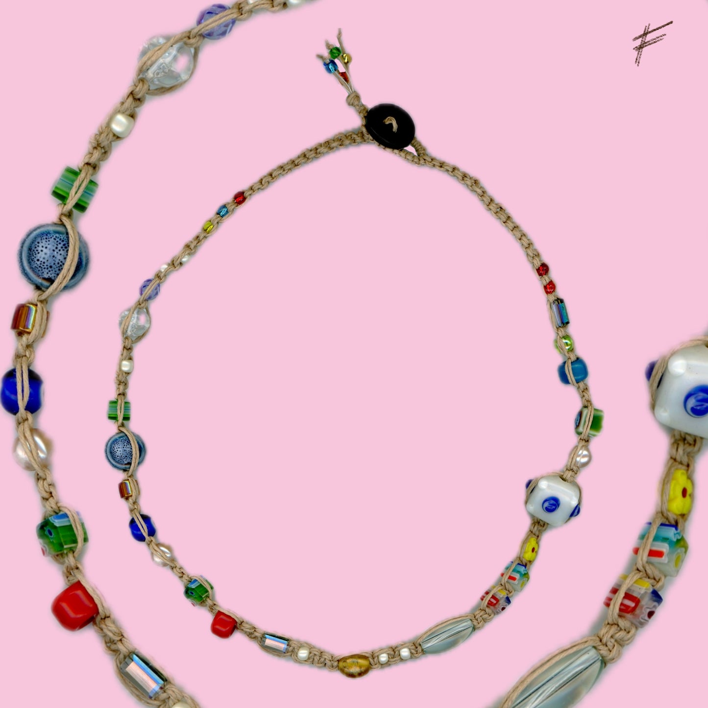 beaded macrame necklace