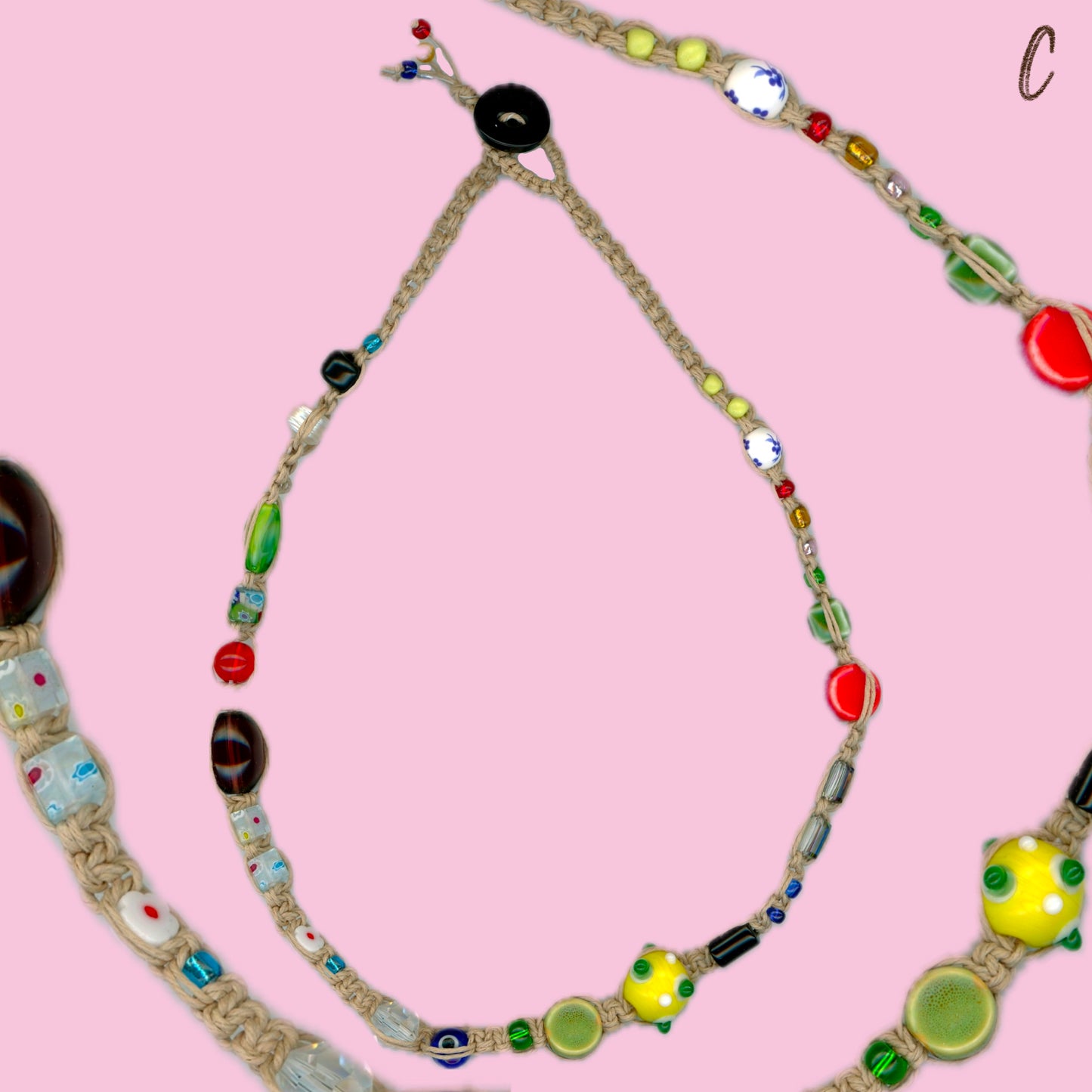 beaded macrame necklace