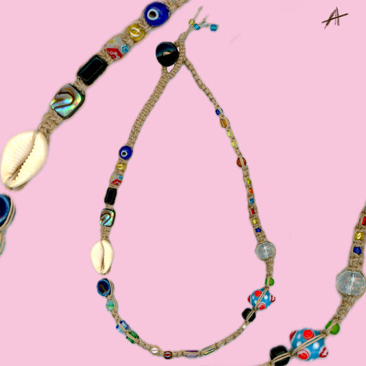 beaded macrame necklace