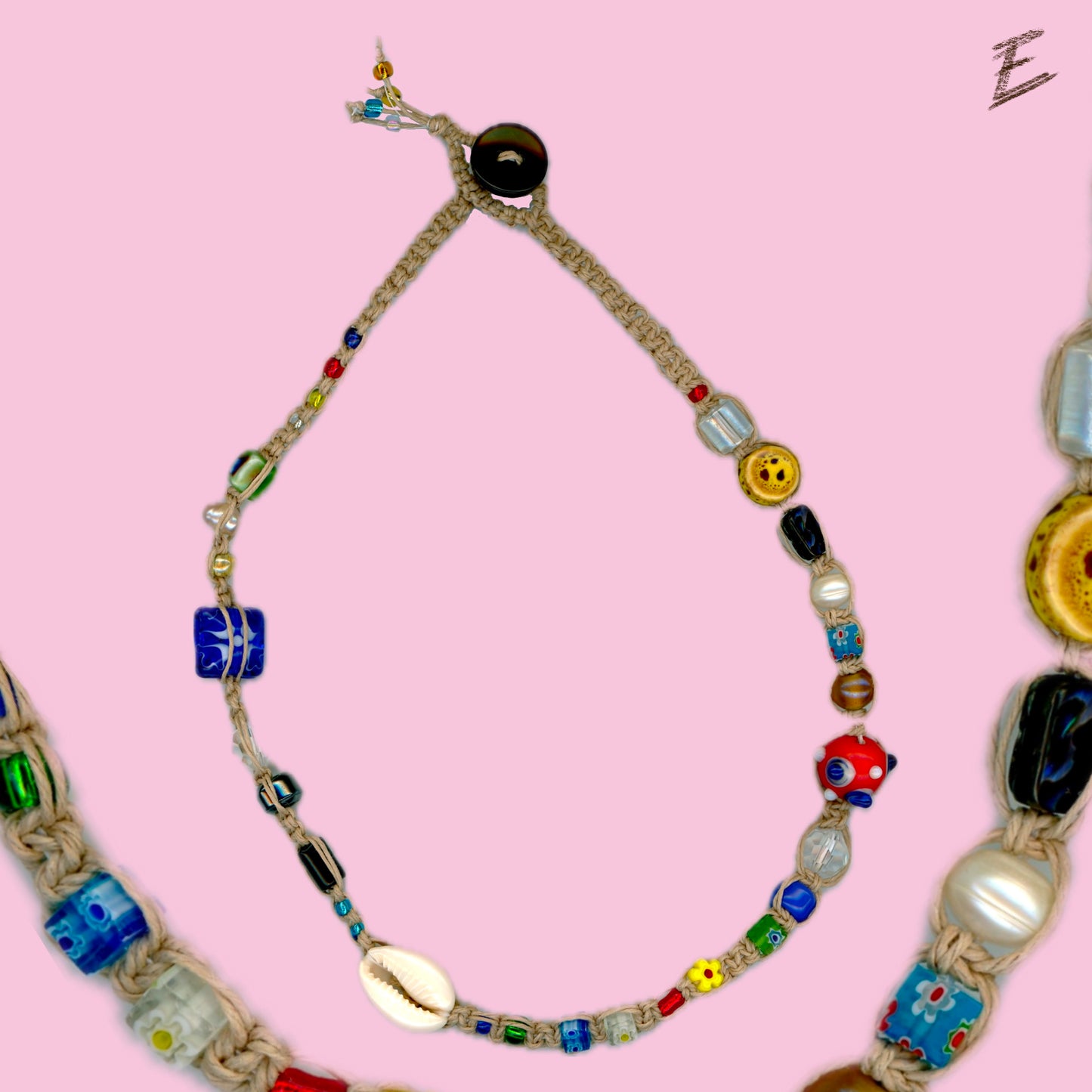 beaded macrame necklace