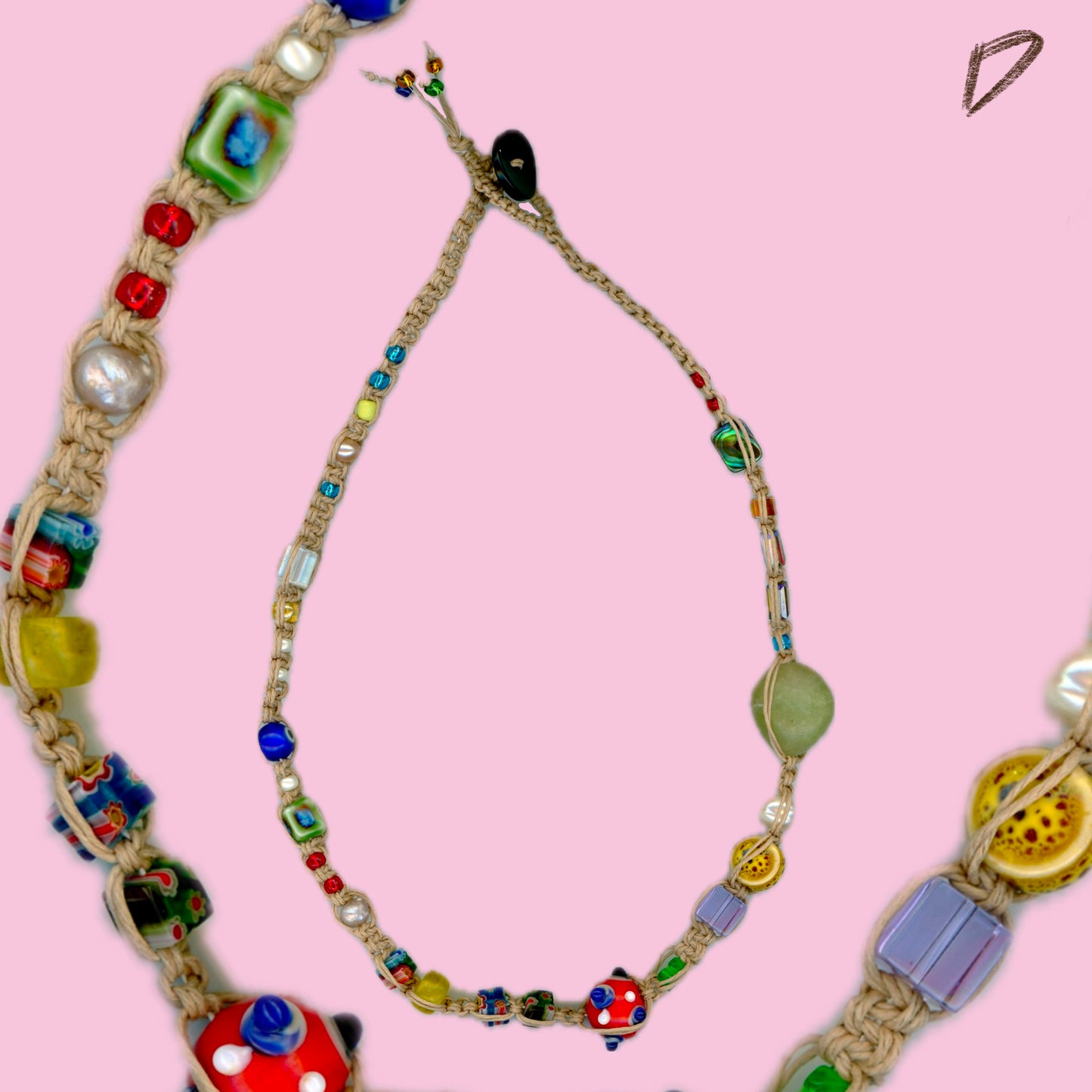 beaded macrame necklace