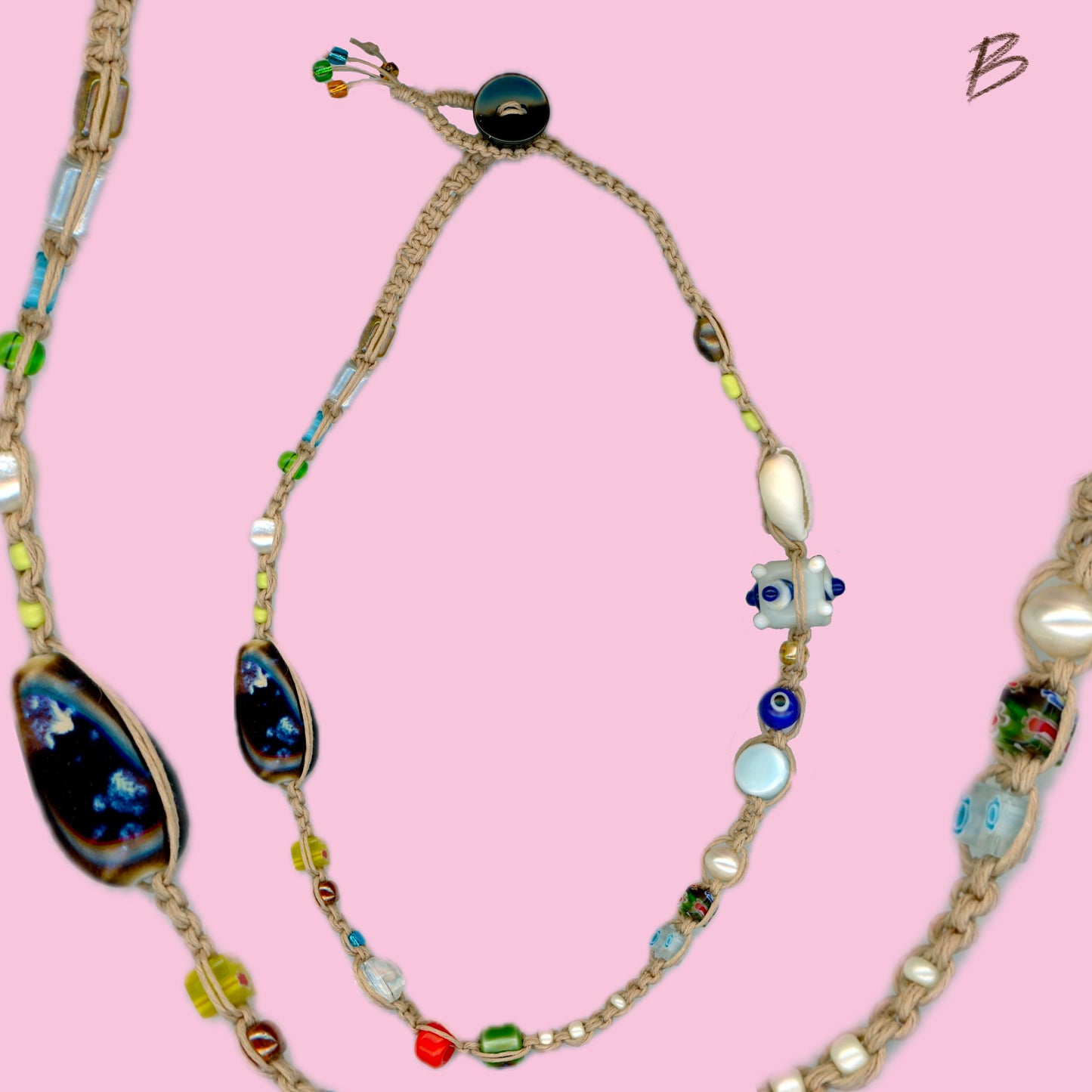 beaded macrame necklace