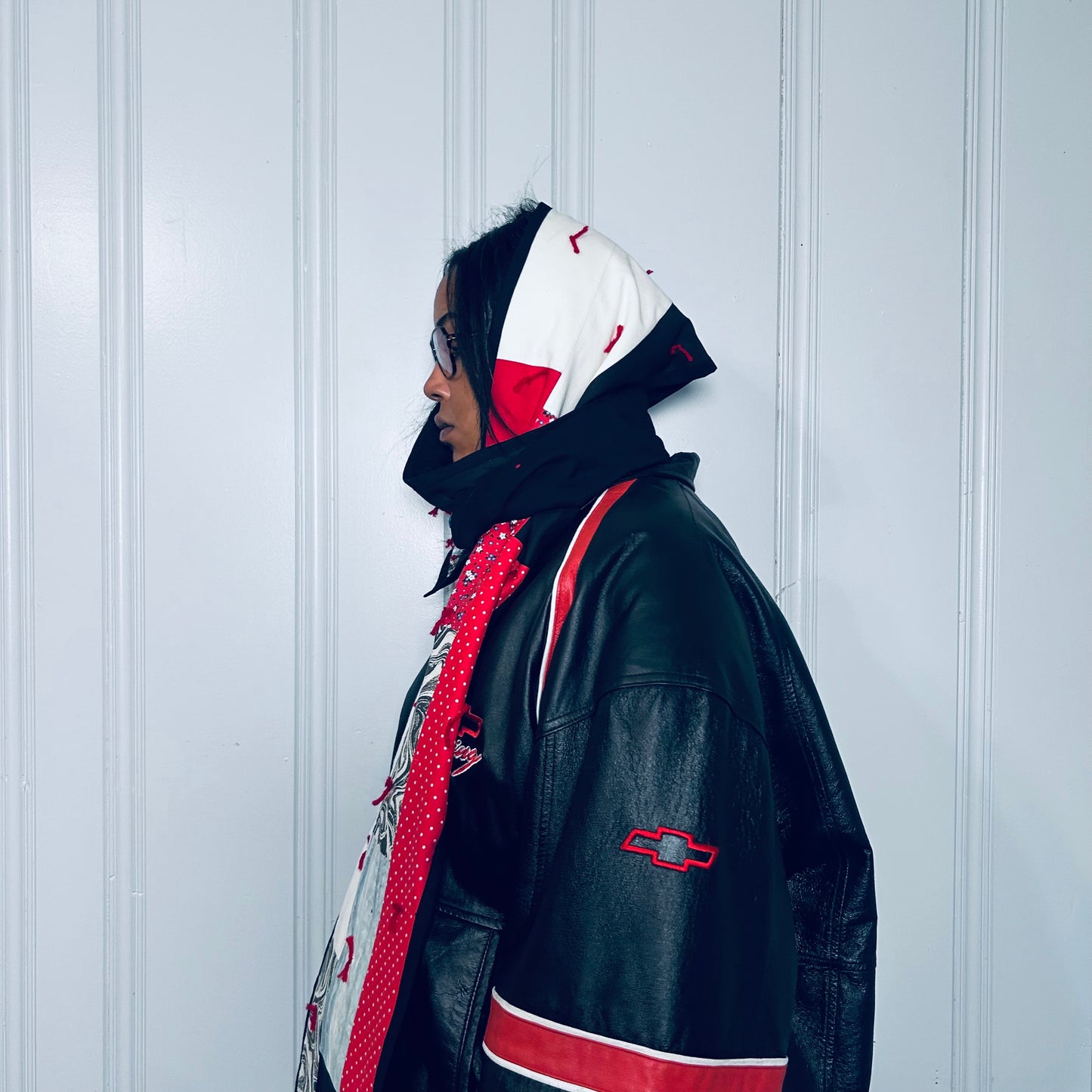 black patchwork scarf